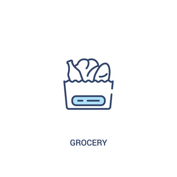grocery concept 2 colored icon. simple line element illustration. outline blue grocery symbol. can be used for web and mobile ui/ux.