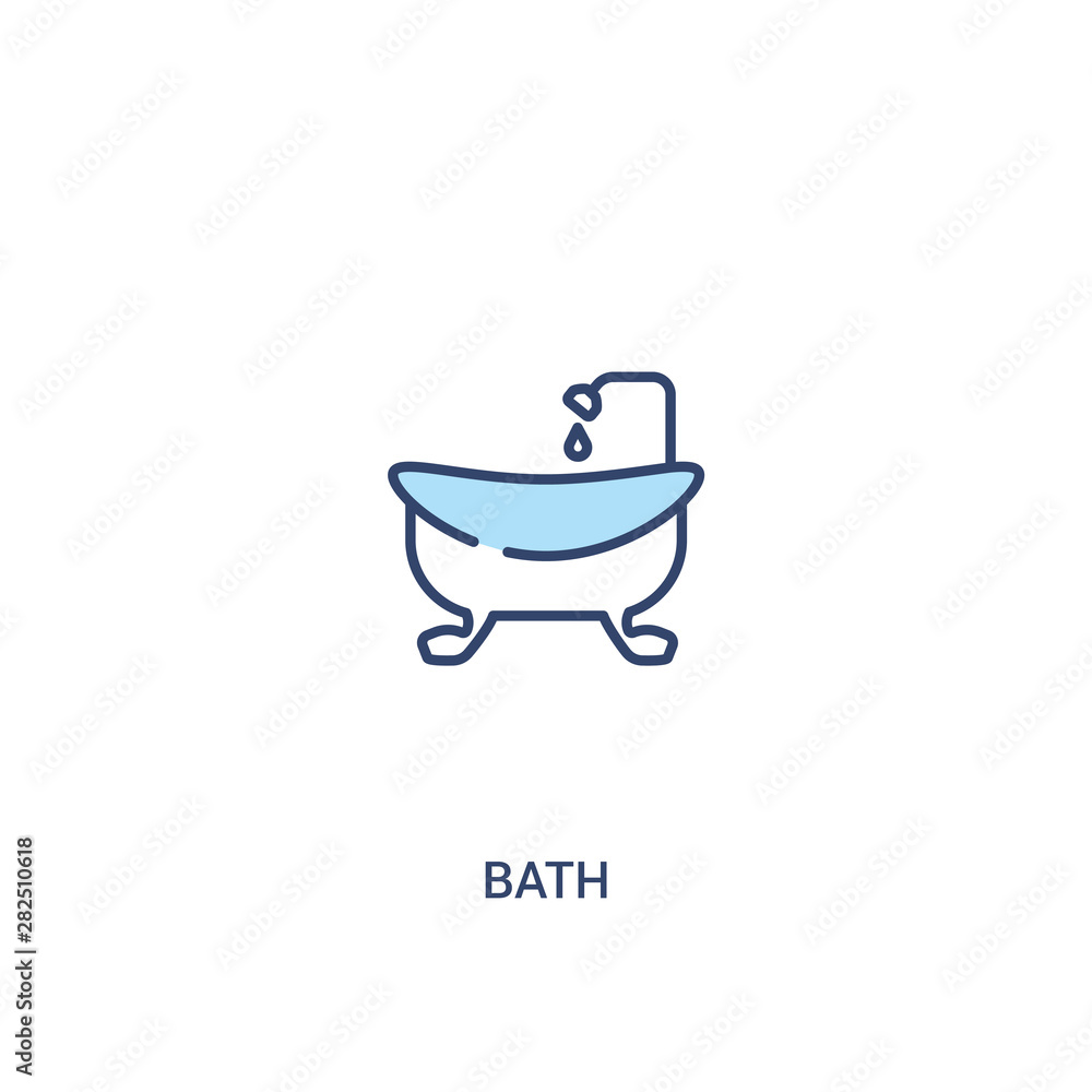 Poster bath concept 2 colored icon. simple line element illustration. outline blue bath symbol. can be used