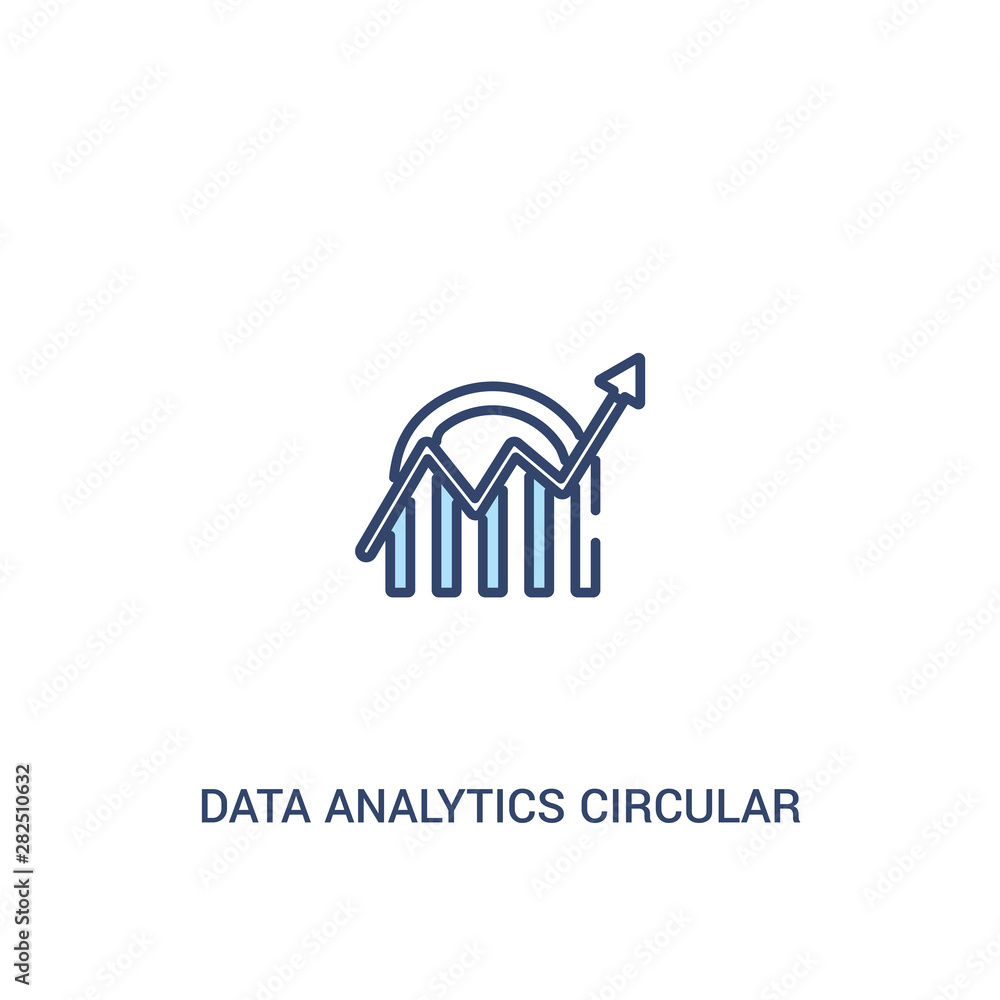 Poster data analytics circular concept 2 colored icon. simple line element illustration. outline blue data 