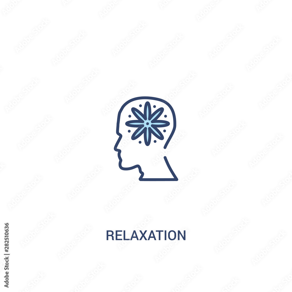 Poster relaxation concept 2 colored icon. simple line element illustration. outline blue relaxation symbol.