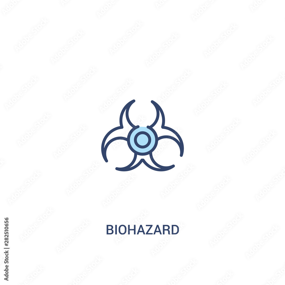 Poster biohazard concept 2 colored icon. simple line element illustration. outline blue biohazard symbol. c
