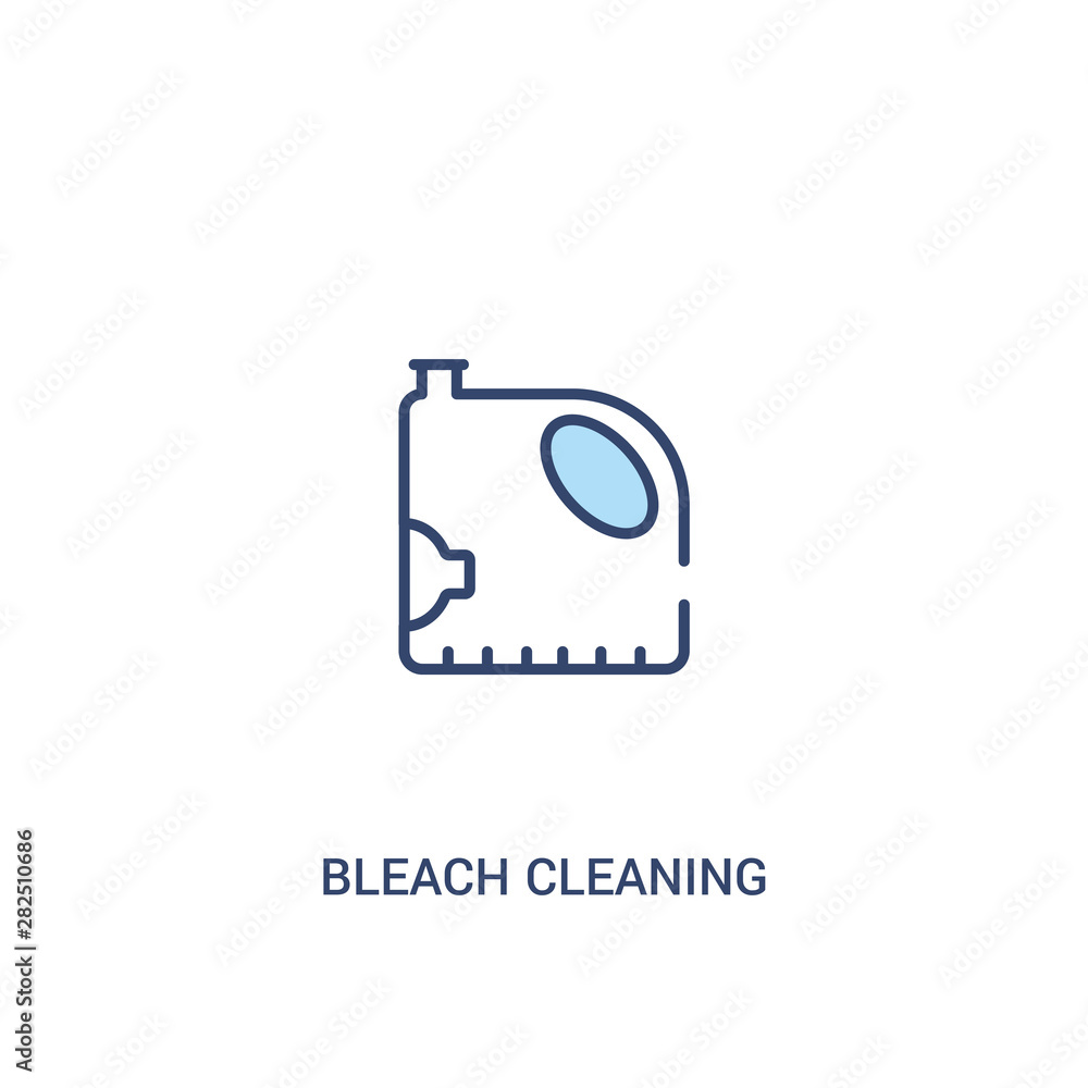 Poster bleach cleaning concept 2 colored icon. simple line element illustration. outline blue bleach cleani