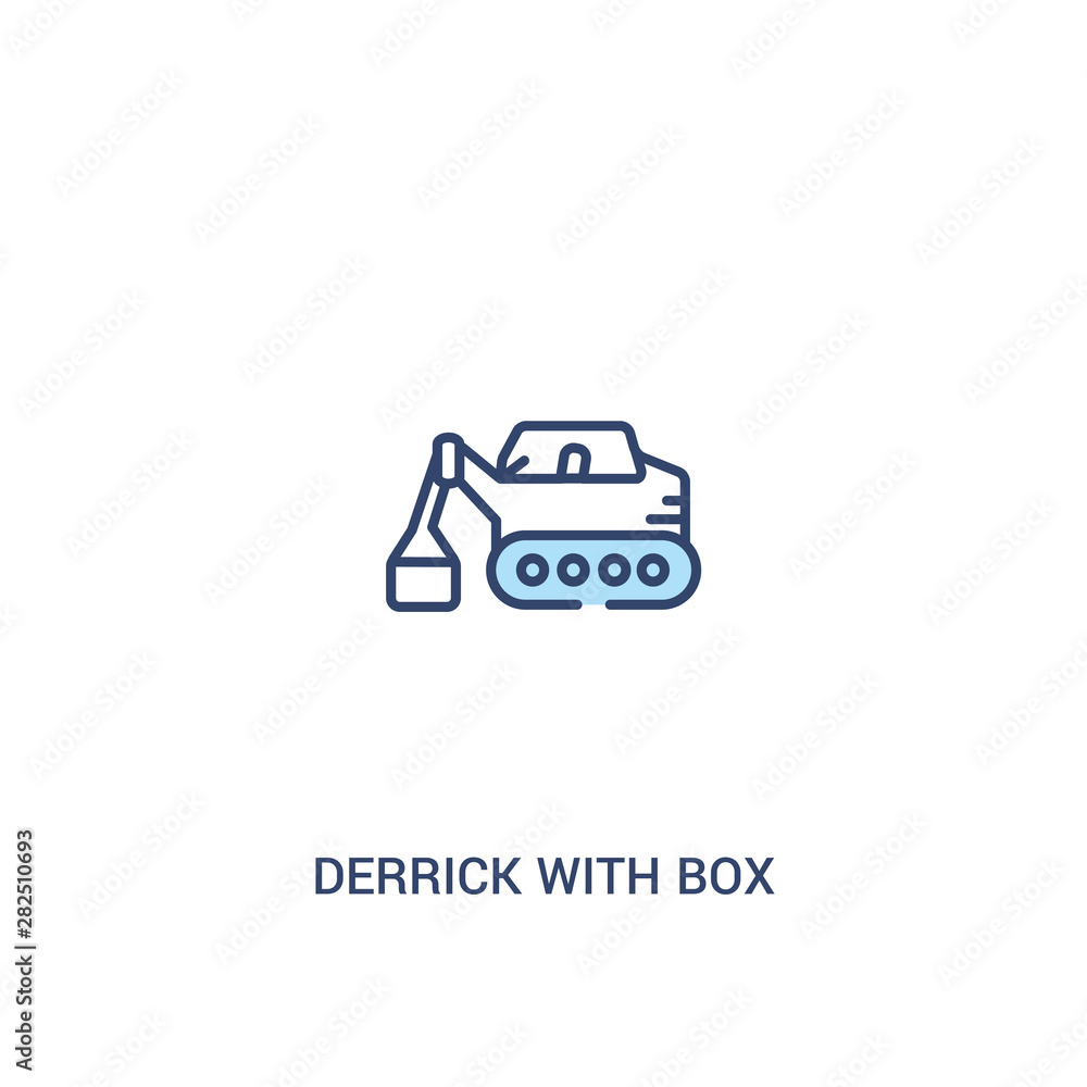 Poster derrick with box concept 2 colored icon. simple line element illustration. outline blue derrick with