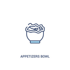 appetizers bowl concept 2 colored icon. simple line element illustration. outline blue appetizers bowl symbol. can be used for web and mobile ui/ux.