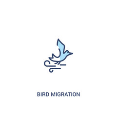 bird migration concept 2 colored icon. simple line element illustration. outline blue bird migration symbol. can be used for web and mobile ui/ux.