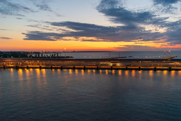 Fototapeta na wymiar Sunset at the port
