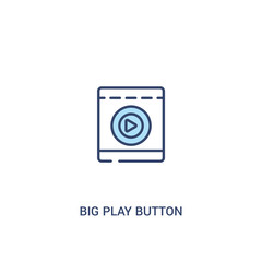 big play button concept 2 colored icon. simple line element illustration. outline blue big play button symbol. can be used for web and mobile ui/ux.