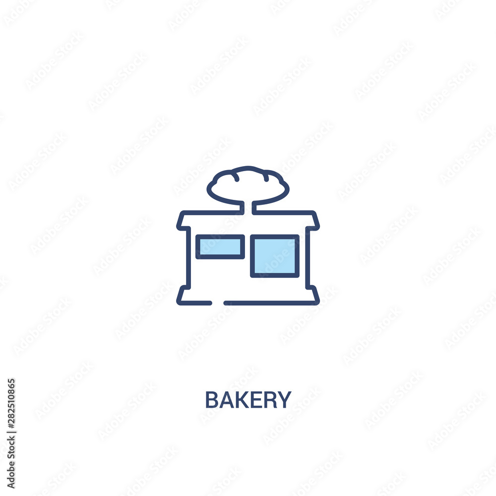 Poster bakery concept 2 colored icon. simple line element illustration. outline blue bakery symbol. can be 