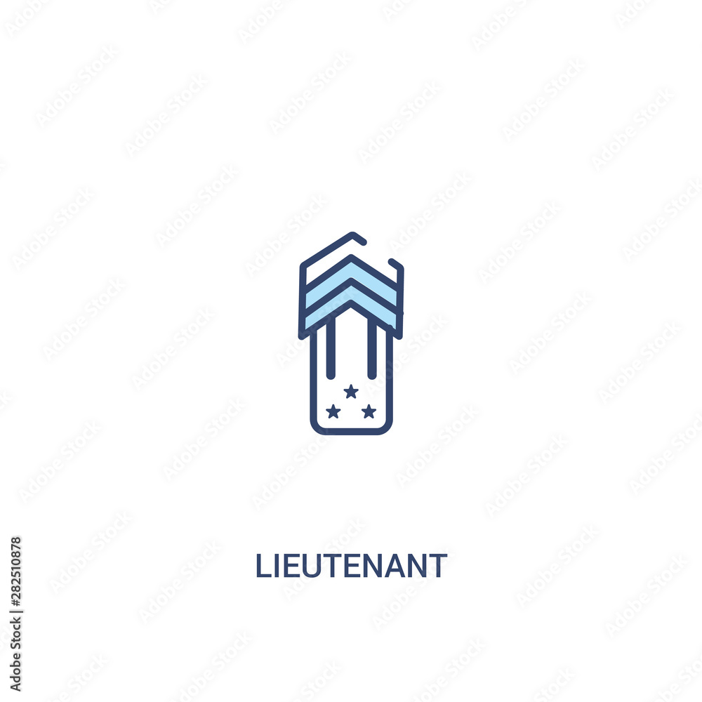 Poster lieutenant concept 2 colored icon. simple line element illustration. outline blue lieutenant symbol.