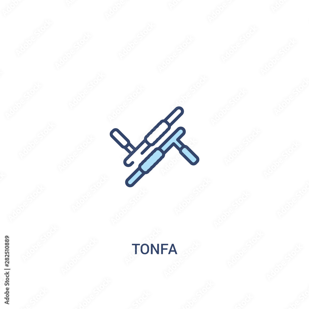 Poster tonfa concept 2 colored icon. simple line element illustration. outline blue tonfa symbol. can be us
