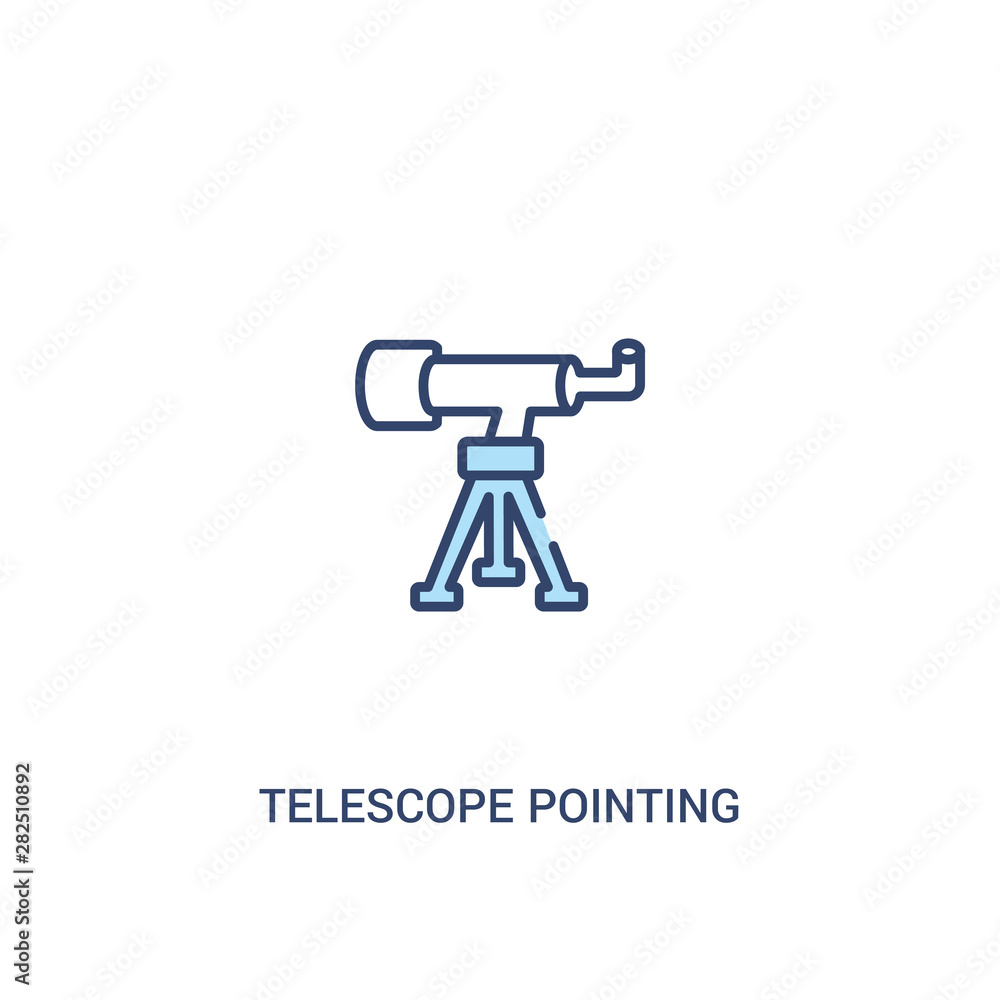 Poster telescope pointing up concept 2 colored icon. simple line element illustration. outline blue telesco