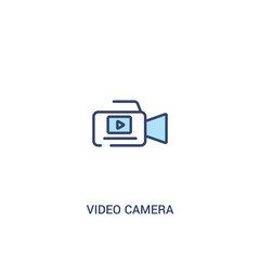 video camera concept 2 colored icon. simple line element illustration. outline blue video camera symbol. can be used for web and mobile ui/ux.