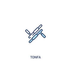 tonfa concept 2 colored icon. simple line element illustration. outline blue tonfa symbol. can be used for web and mobile ui/ux.