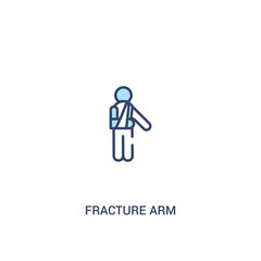 fracture arm concept 2 colored icon. simple line element illustration. outline blue fracture arm symbol. can be used for web and mobile ui/ux.