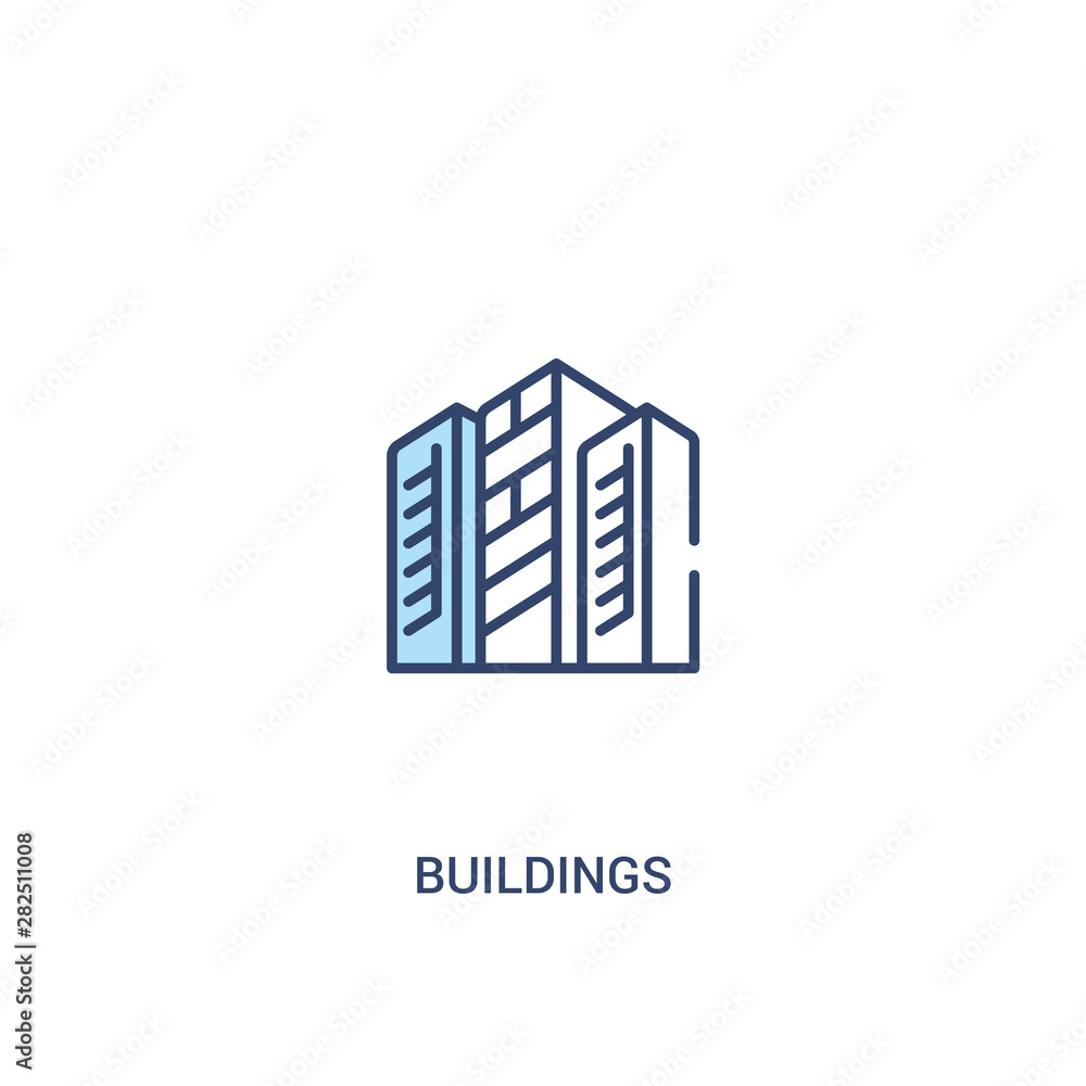 Poster buildings concept 2 colored icon. simple line element illustration. outline blue buildings symbol. c