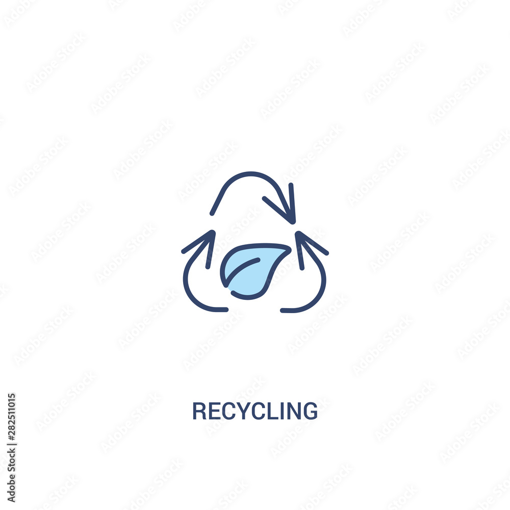 Poster recycling concept 2 colored icon. simple line element illustration. outline blue recycling symbol. c