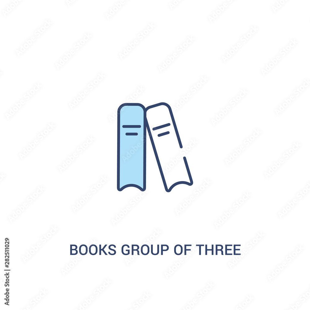 Poster books group of three from side view concept 2 colored icon. simple line element illustration. outlin
