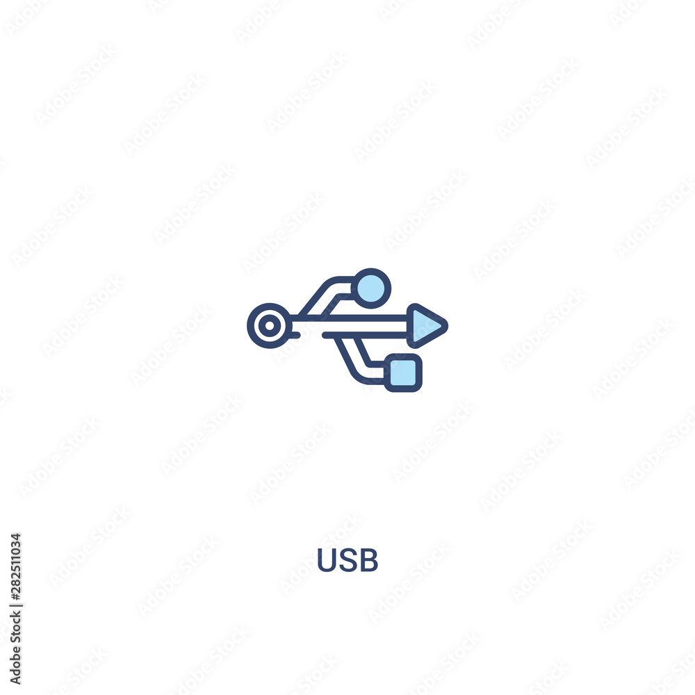 Aufkleber usb concept 2 colored icon. simple line element illustration. outline blue usb symbol. can be used f