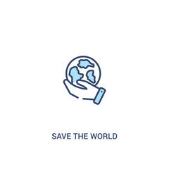 save the world concept 2 colored icon. simple line element illustration. outline blue save the world symbol. can be used for web and mobile ui/ux.