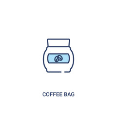 coffee bag concept 2 colored icon. simple line element illustration. outline blue coffee bag symbol. can be used for web and mobile ui/ux.