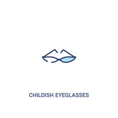 childish eyeglasses concept 2 colored icon. simple line element illustration. outline blue childish eyeglasses symbol. can be used for web and mobile ui/ux.