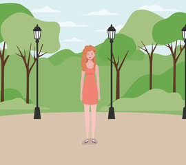 young and beautiful girl in the park