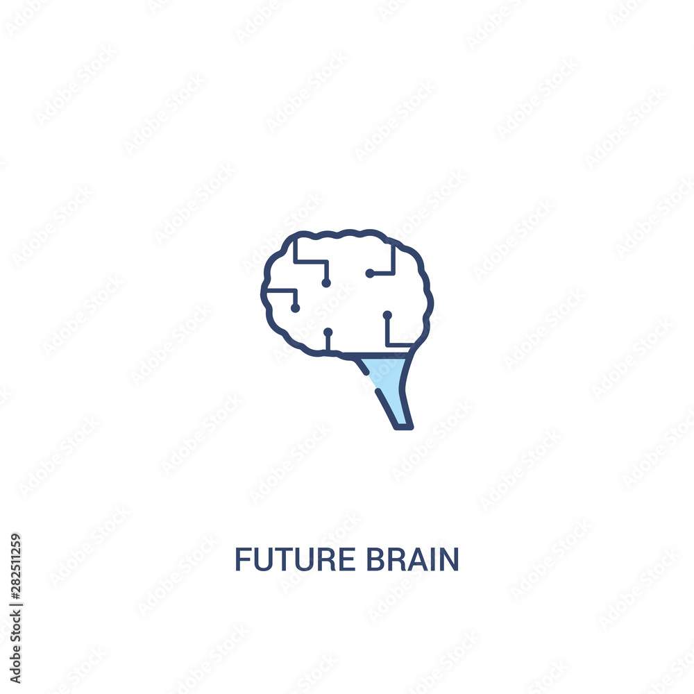 Poster future brain concept 2 colored icon. simple line element illustration. outline blue future brain sym
