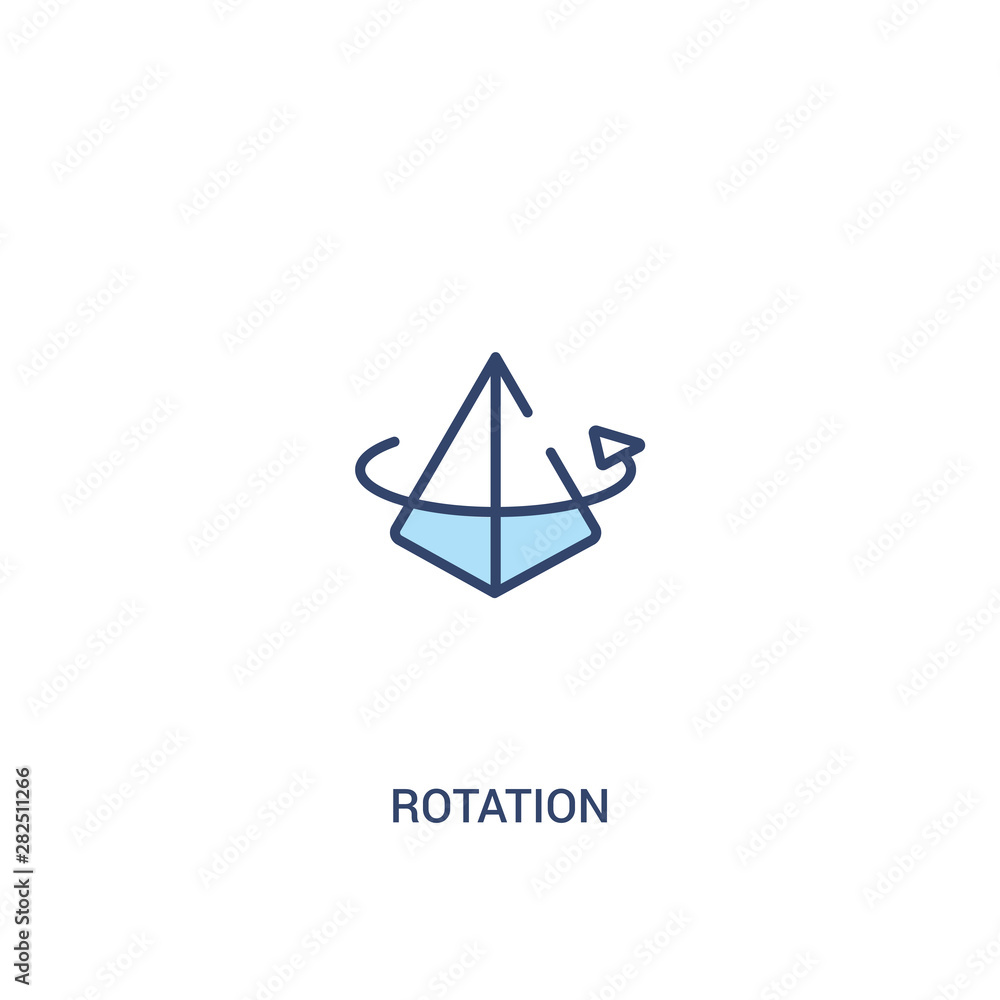 Poster rotation concept 2 colored icon. simple line element illustration. outline blue rotation symbol. can