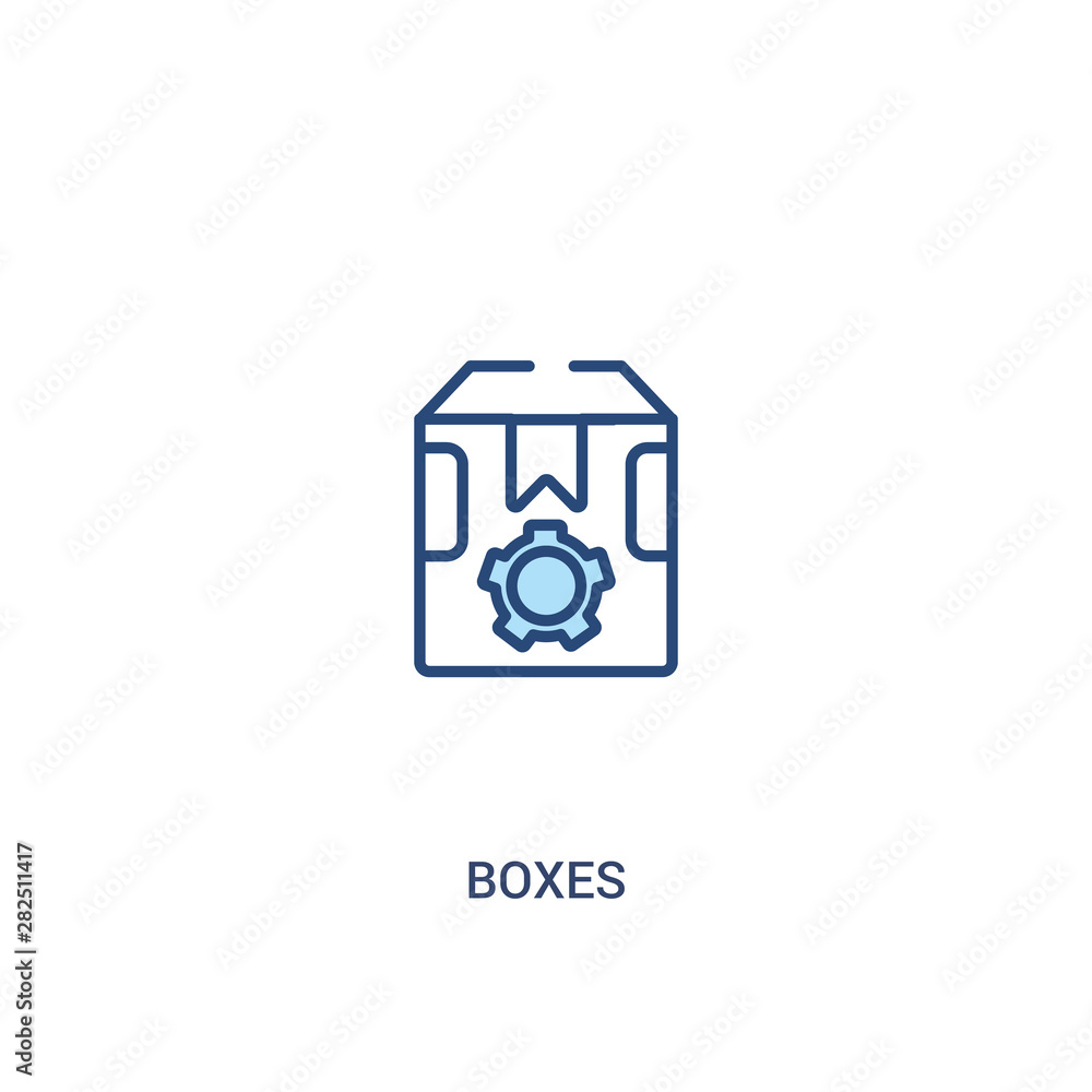 Poster boxes concept 2 colored icon. simple line element illustration. outline blue boxes symbol. can be us