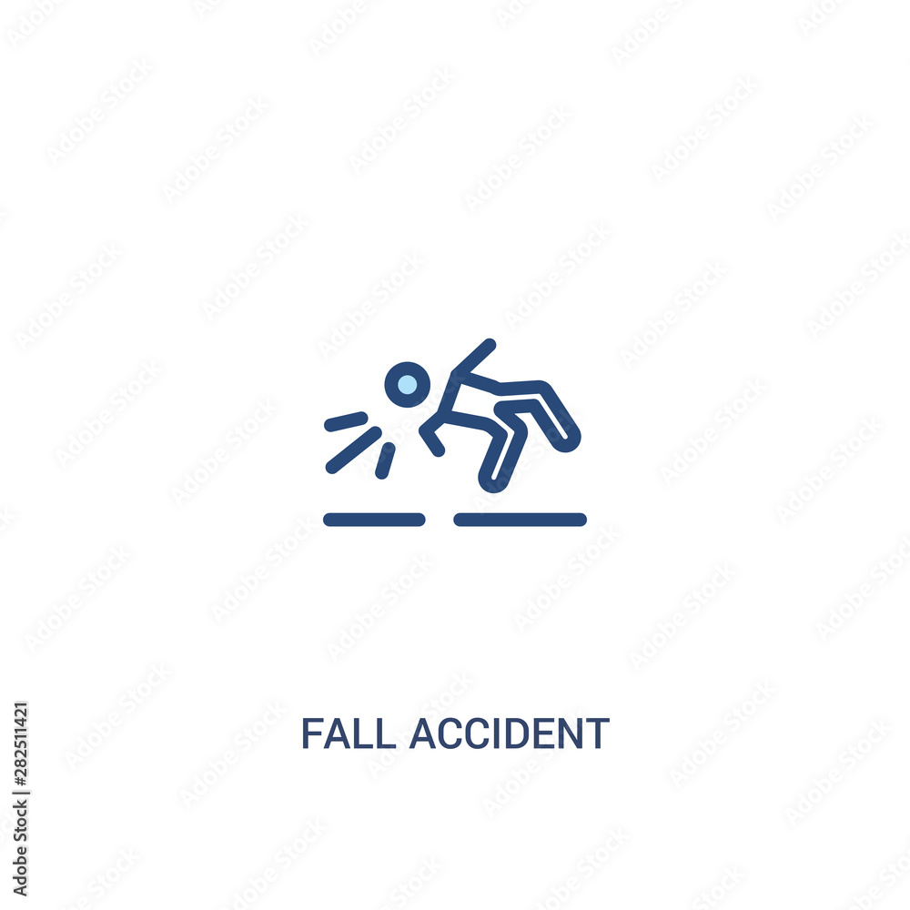Poster fall accident concept 2 colored icon. simple line element illustration. outline blue fall accident s