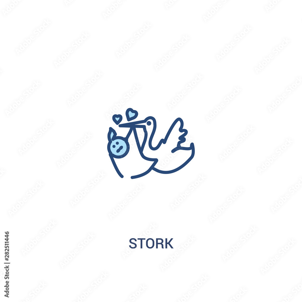 Poster stork concept 2 colored icon. simple line element illustration. outline blue stork symbol. can be us
