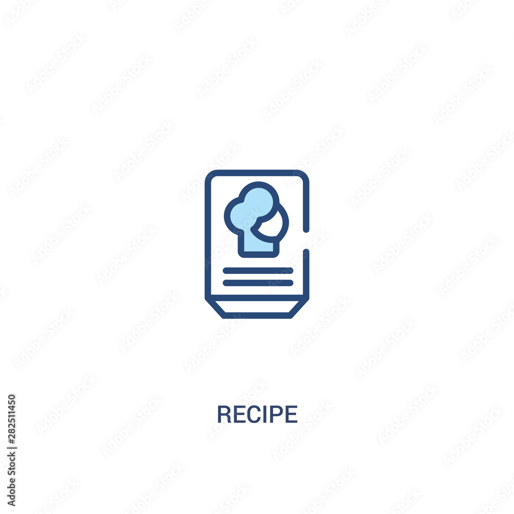 Poster recipe concept 2 colored icon. simple line element illustration. outline blue recipe symbol. can be 