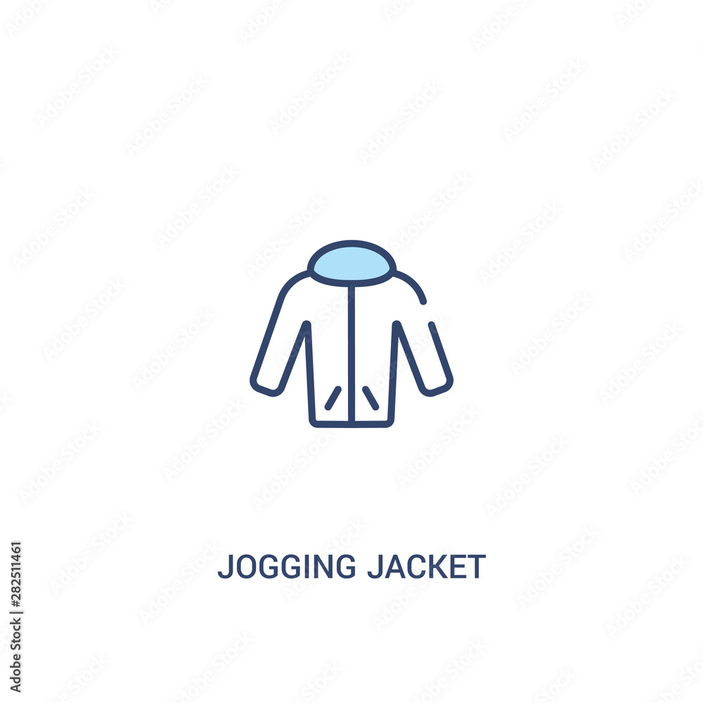 Poster jogging jacket concept 2 colored icon. simple line element illustration. outline blue jogging jacket