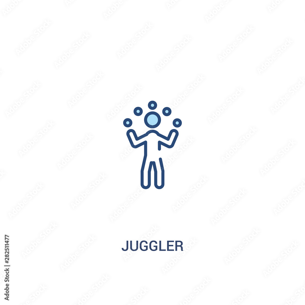 Poster juggler concept 2 colored icon. simple line element illustration. outline blue juggler symbol. can b