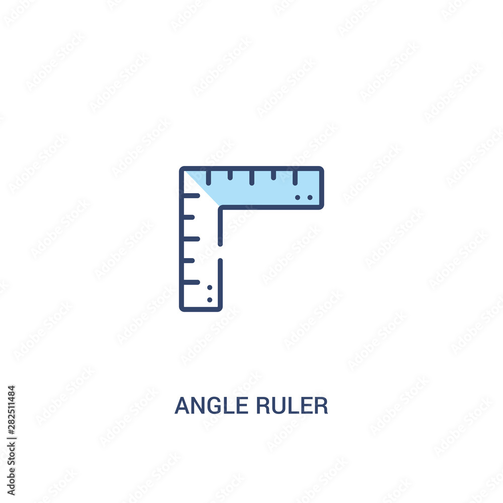 Poster angle ruler concept 2 colored icon. simple line element illustration. outline blue angle ruler symbo