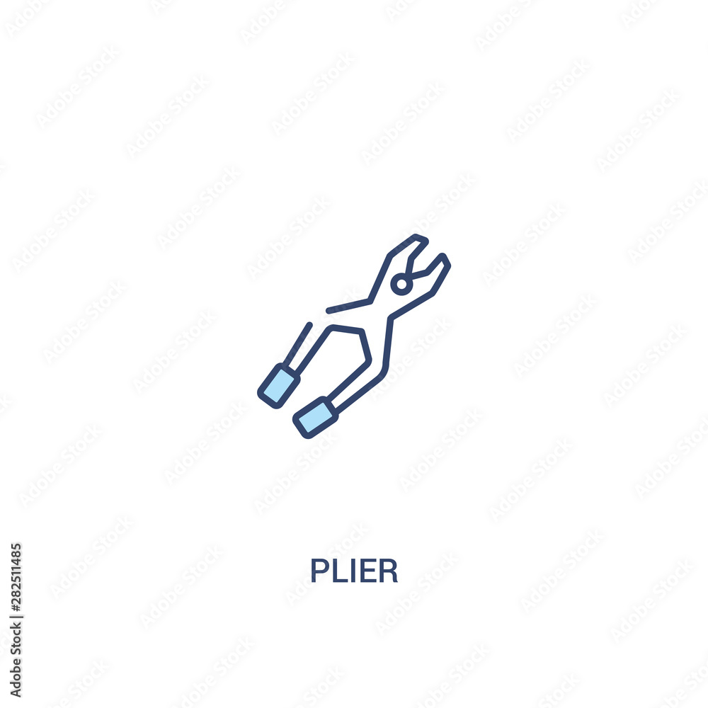 Poster plier concept 2 colored icon. simple line element illustration. outline blue plier symbol. can be us