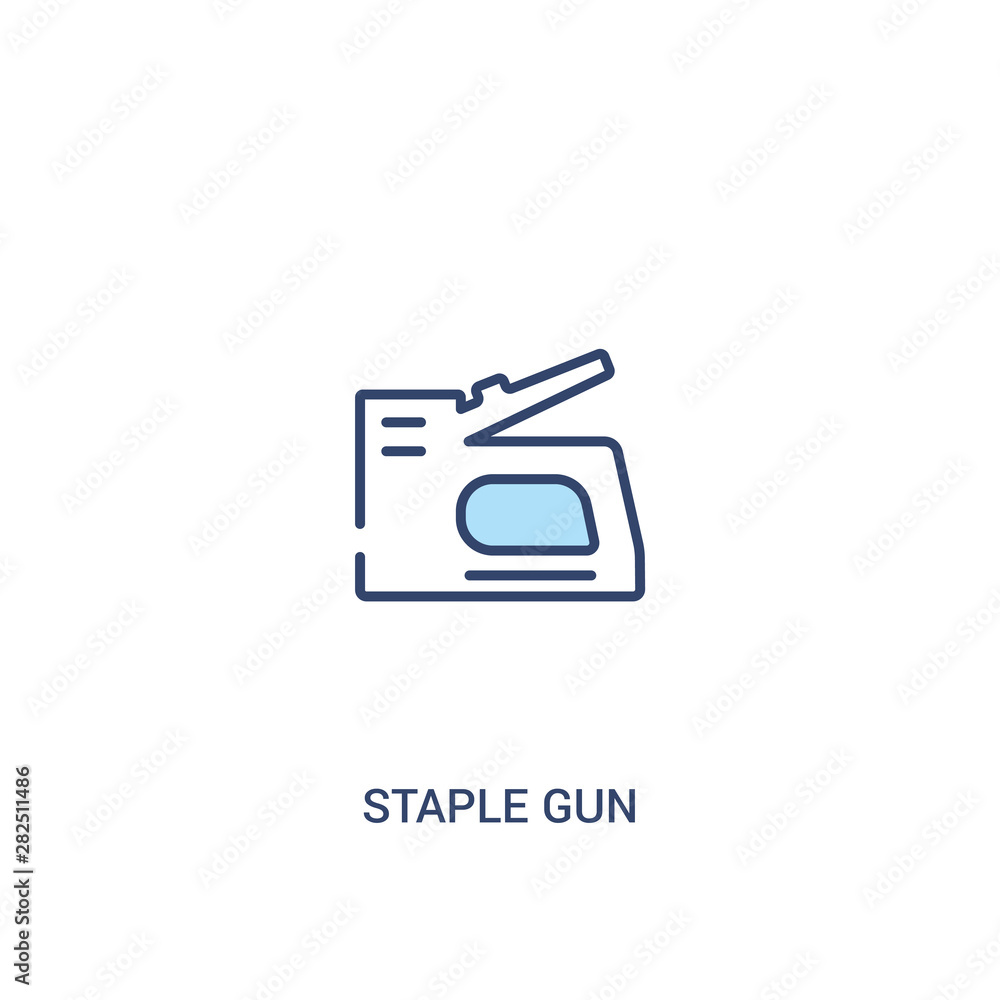 Poster staple gun concept 2 colored icon. simple line element illustration. outline blue staple gun symbol.