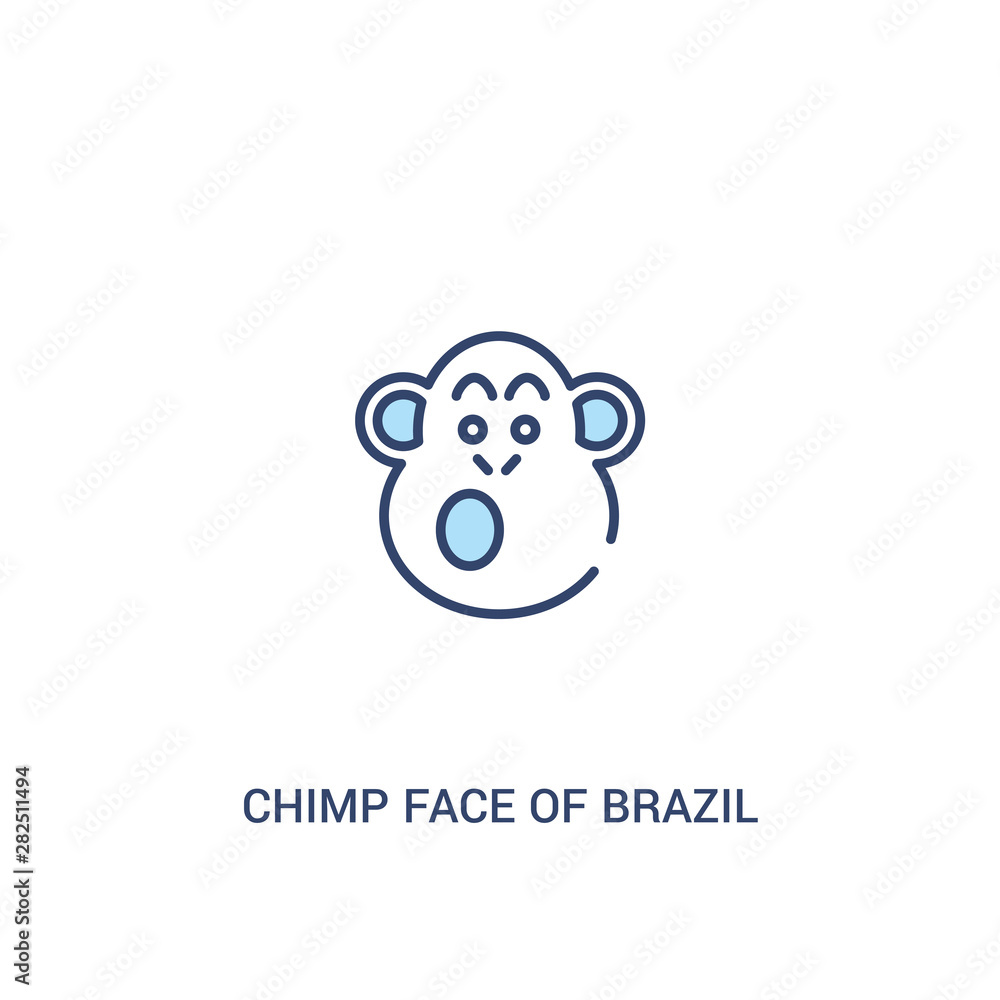 Poster chimp face of brazil concept 2 colored icon. simple line element illustration. outline blue chimp fa