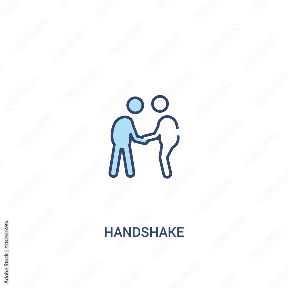 Poster handshake concept 2 colored icon. simple line element illustration. outline blue handshake symbol. c
