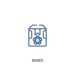 boxes concept 2 colored icon. simple line element illustration. outline blue boxes symbol. can be used for web and mobile ui/ux.