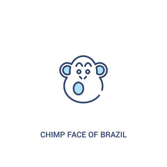 chimp face of brazil concept 2 colored icon. simple line element illustration. outline blue chimp face of brazil symbol. can be used for web and mobile ui/ux.