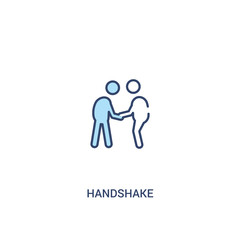 handshake concept 2 colored icon. simple line element illustration. outline blue handshake symbol. can be used for web and mobile ui/ux.