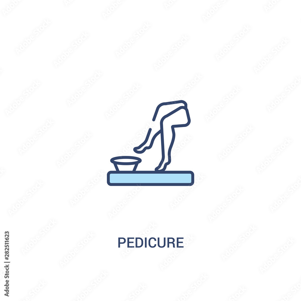 Poster pedicure concept 2 colored icon. simple line element illustration. outline blue pedicure symbol. can