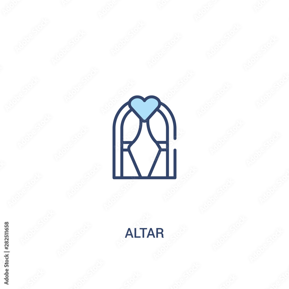 Poster altar concept 2 colored icon. simple line element illustration. outline blue altar symbol. can be us