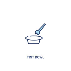 tint bowl concept 2 colored icon. simple line element illustration. outline blue tint bowl symbol. can be used for web and mobile ui/ux.