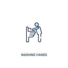 washing hands concept 2 colored icon. simple line element illustration. outline blue washing hands symbol. can be used for web and mobile ui/ux.