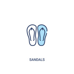 sandals concept 2 colored icon. simple line element illustration. outline blue sandals symbol. can be used for web and mobile ui/ux.