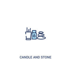 candle and stone concept 2 colored icon. simple line element illustration. outline blue candle and stone symbol. can be used for web and mobile ui/ux.