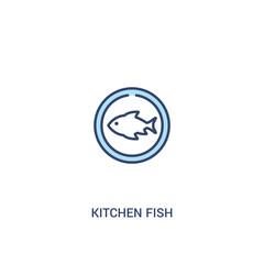 kitchen fish concept 2 colored icon. simple line element illustration. outline blue kitchen fish symbol. can be used for web and mobile ui/ux.