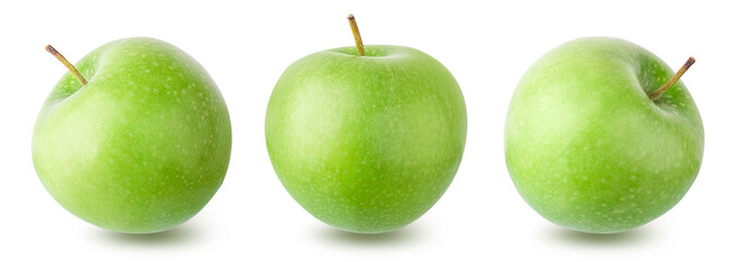 Green apples isolated on white background with clipping path